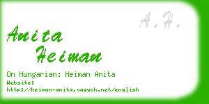 anita heiman business card